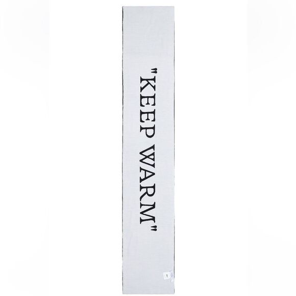 OFF-WHITE Keep Warm Scarf Black Scarf White text reversible Revolve FWRD $450 - Picture 3 of 8